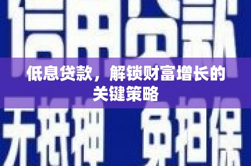 梁园低息贷款，解锁财富增长的关键策略