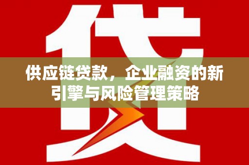 松桃供应链贷款，企业融资的新引擎与风险管理策略