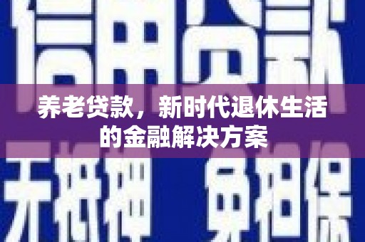 阳新养老贷款，新时代退休生活的金融解决方案